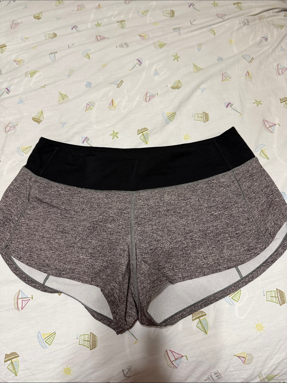 lululemon athletica Heathered Gray Athletic Shorts with Black Waistband